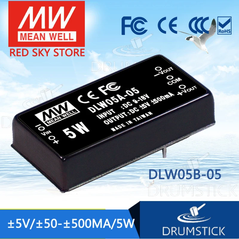 

MEAN WELL DLW05B-05 5V 500mA meanwell DLW05 5W DC-DC Regulated Dual Output Converter