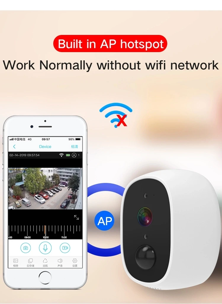 Перезаряжаемые Батарея работает Wi-Fi Камера Y6 1080 P Full HD обеспечение безопасности в помещении наружное IP Камера с 130 широкий угол зрения