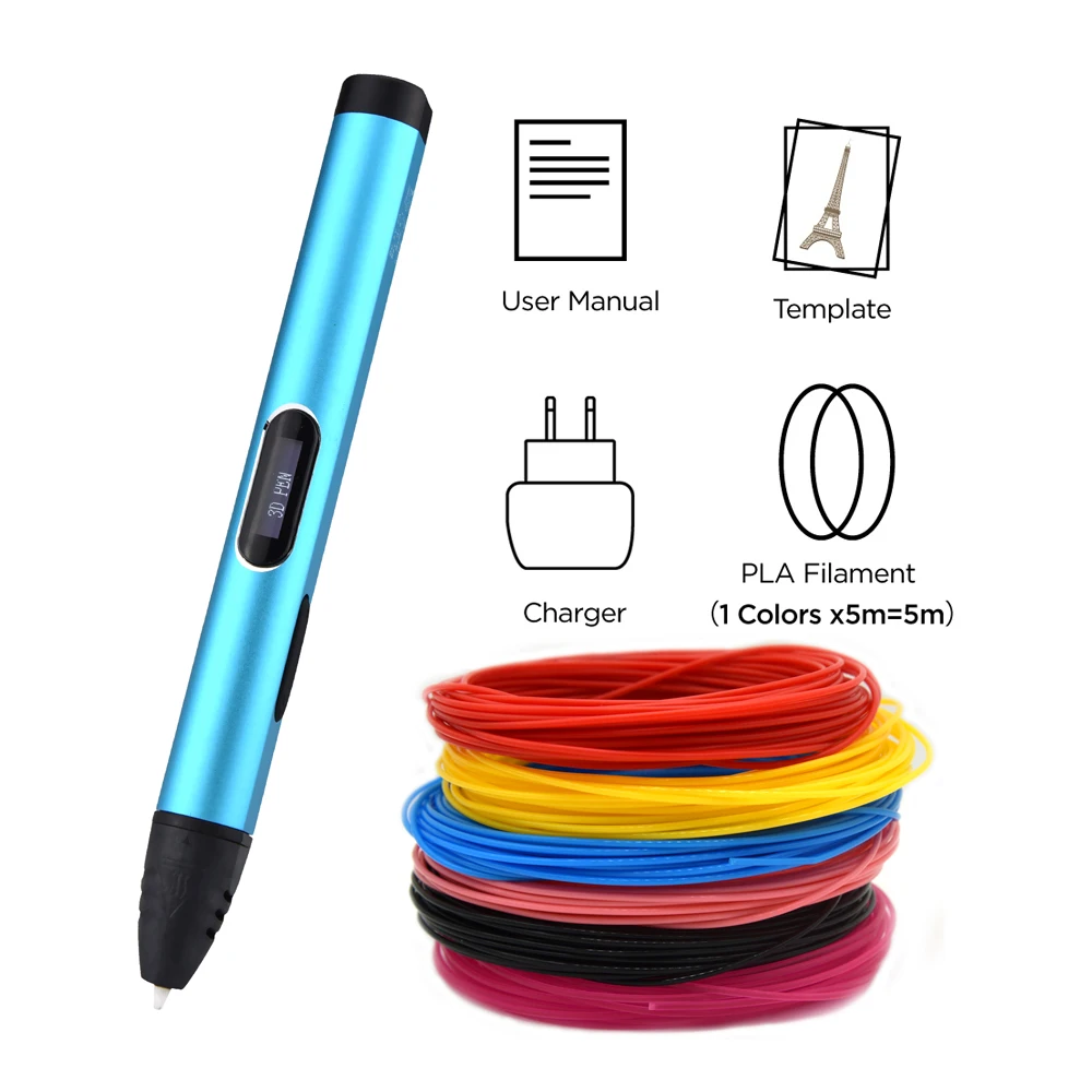 

Hot-Sale 3D Pen 1.75mm Original 3rd Gen. with 100~250V 2A Best 3D Pens with 8 Meters Filament work with Power Bank