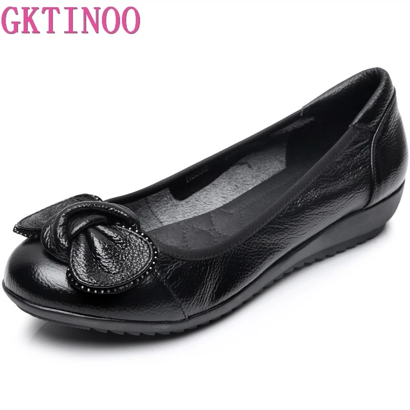 

GKTINOO 2018 Women Shoes Woman Genuine Leather Flat Shoes Fashion Loafers Female Casual Shoes Women Flats Plus Size 35-41