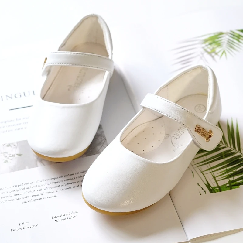 

Children Microfiber Leather Flat Heel shoes little Girl Shoes Princess school shoes 601-1