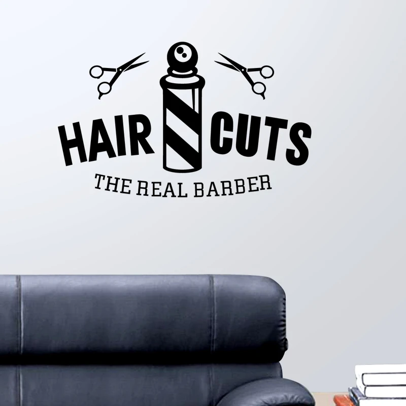 Shave Salon Sticker Gentleman Decal Hair Barber Shop Posters Vinyl Wall Art Decals Hair Cut Parede Salon Sticker
