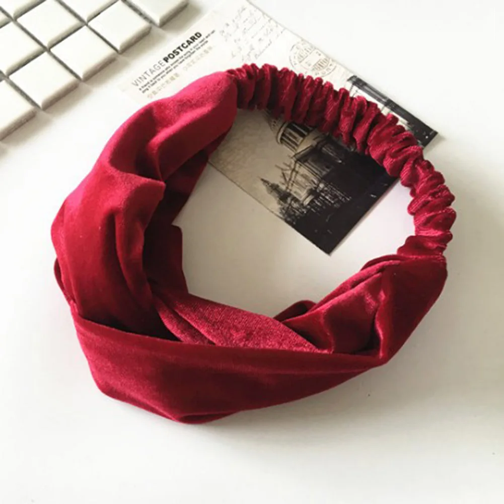 Elastic Cross Velvet Classic Color Hair Belt Girl Headband Accessories