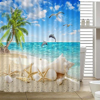 

Coconut Shower Curtains Waterproof Women Bathroom Products showers curtain Polyester Fabric Merchandises betty boop Starfish A8G