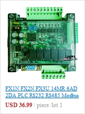 Ethernet FX1N FX2N FX3U 48MT 4AD 2DA PLC 8x100 кГц импульсный RS232 RS485 Modbus RTU 24VDC для Mitsubishi PLC, может NTC опционально