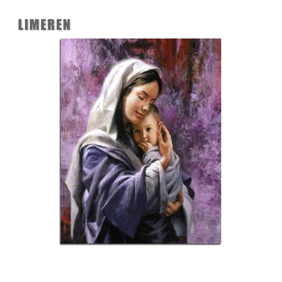 

Frameless Picture Oil Painting By Numbers Wall Decor DIY Painting On Canvas For Home Decor Mother And Son