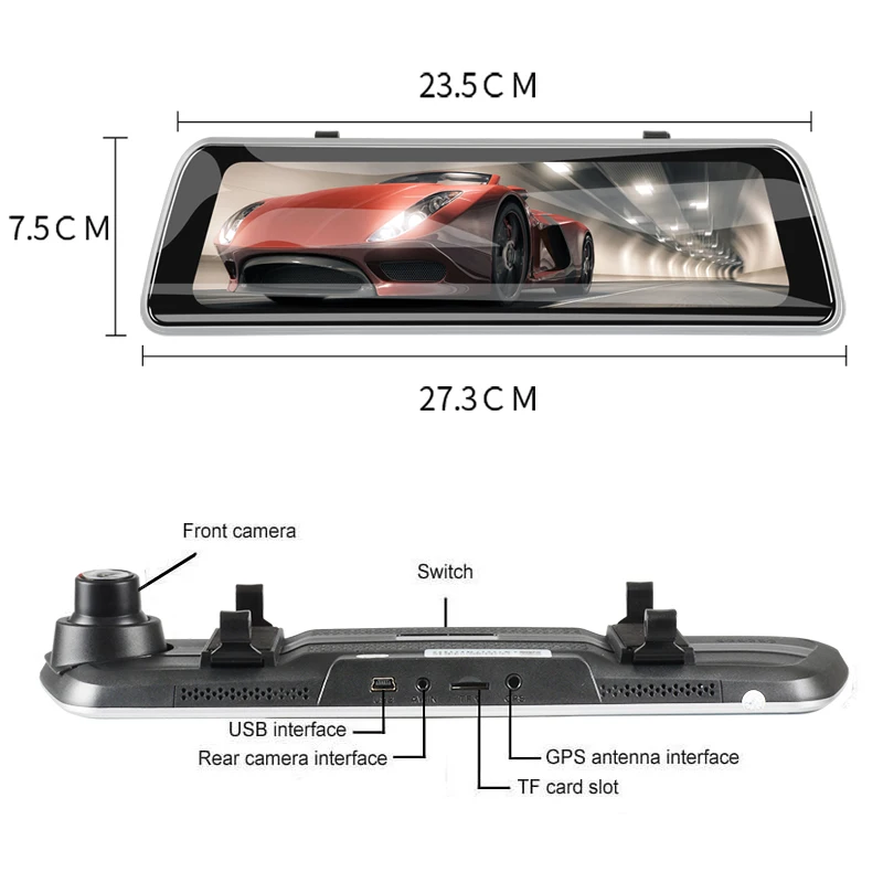 Зеркало заднего вида 9 35 '' FHD 1080P двойной объектив GPS трек G сенсор