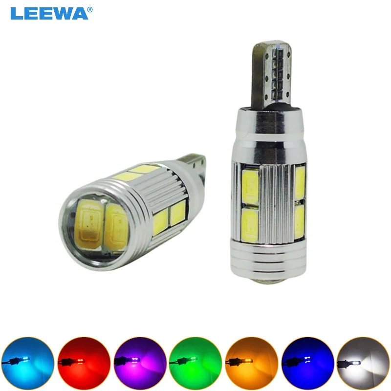 

LEEWA 50pcs High Power T10/W5W/194/168 10SMD 5630 LED Canbus Error Free Car LED Light Bulb With Lens #CA1265