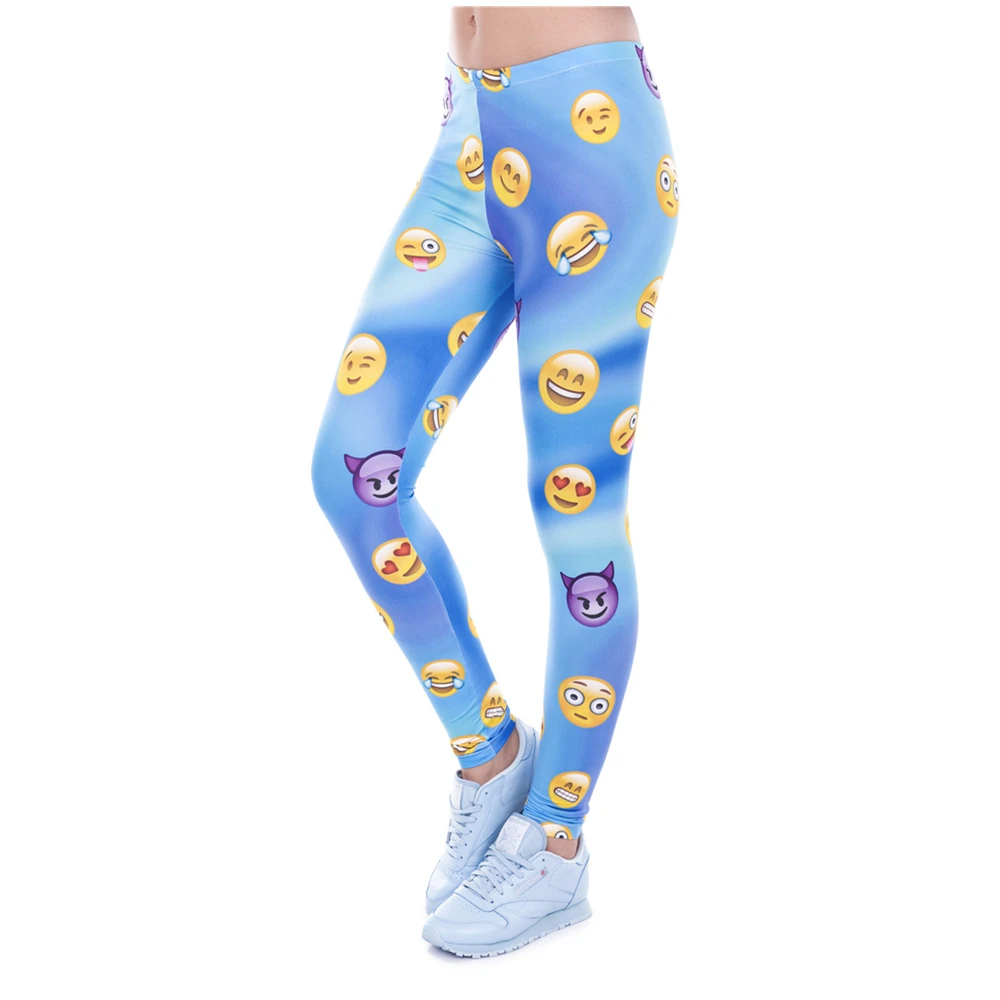 Buy Hot Sale Women Leggings Emoji Blue 3D Print Slim