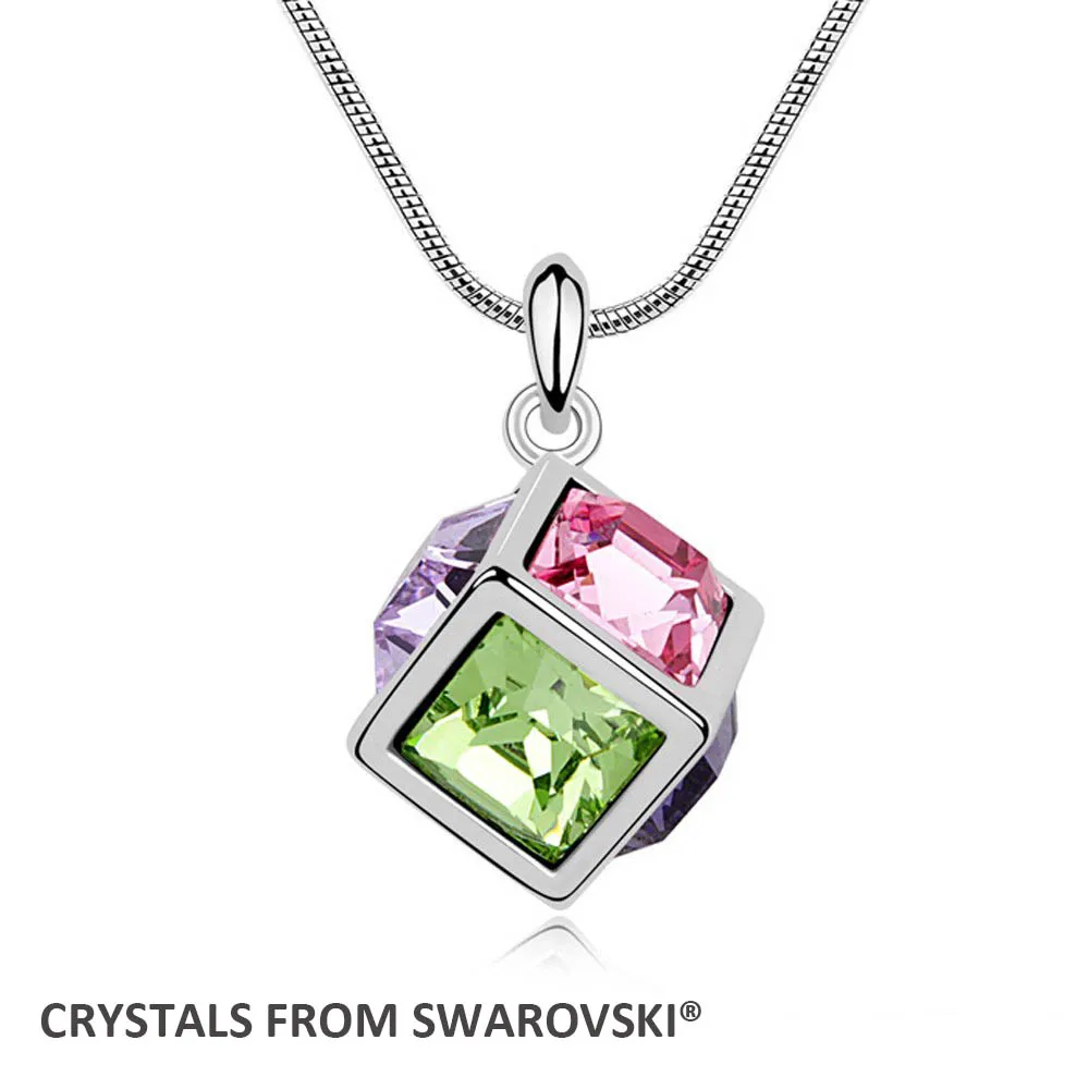 

2014 New! Fashion crystal box pendan necklace for Valentine's Day gift