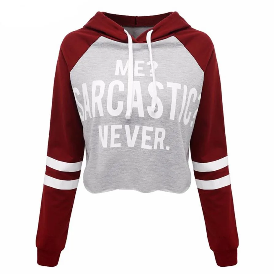 Женская Короткая Толстовка с капюшоном и надписью на весну осень|short hoodie|long sleeve