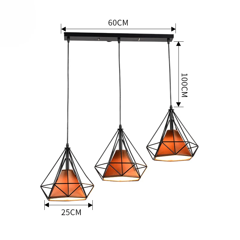 Современный промышленный подвесной светильник из кованого железа черный железный птичья клетка светильник ing Скандинавская пирамидальная лампа в стиле лофт металлическая клетка потолочный светильник - Цвет корпуса: brown 3pcs long cup