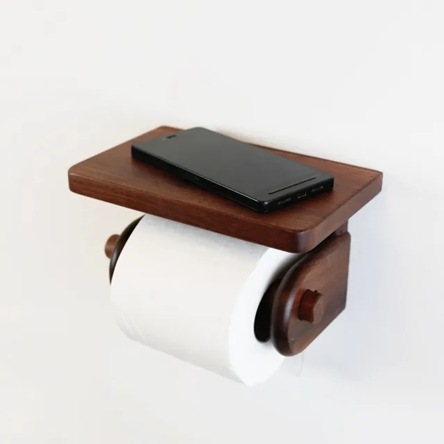 Us 56 6 Solid Wood Roll Paper Holder Toilet Free Punching Tissue Box Lo62545 In Holders From Home Improvement On