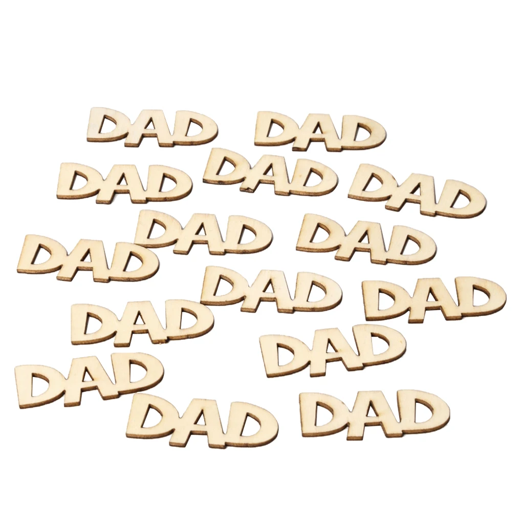 15Pcs/Set Rustic Wooden DAD Confetti Plaque for Wedding Birthday Party Table Scatter Decor Craft - 48x26mm