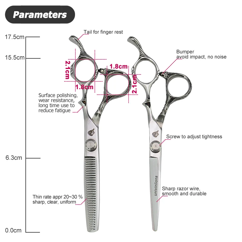 Univinlions 6 дюймов Парикмахерские ножницы для волос набор Janpan стальные профессиональные филировочные ножницы для стрижки волос парикмахерские инструменты Парикмахерские ножницы