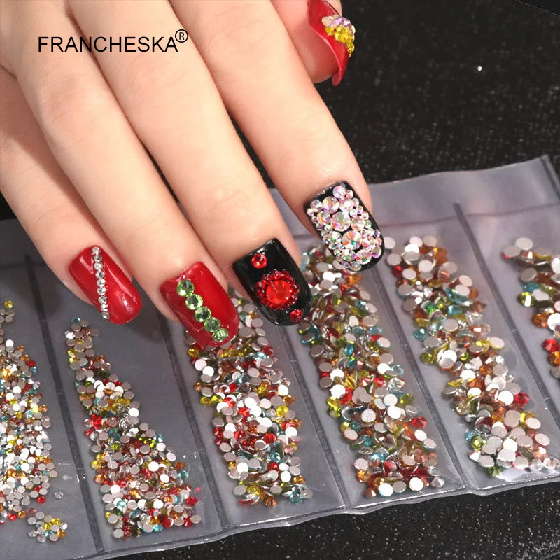 

Francheska Rhinestones Nail Art Glass Multi-size Nail Crystal Nail Art Decorations Crystals Strass Charms ozdoby do paznokci