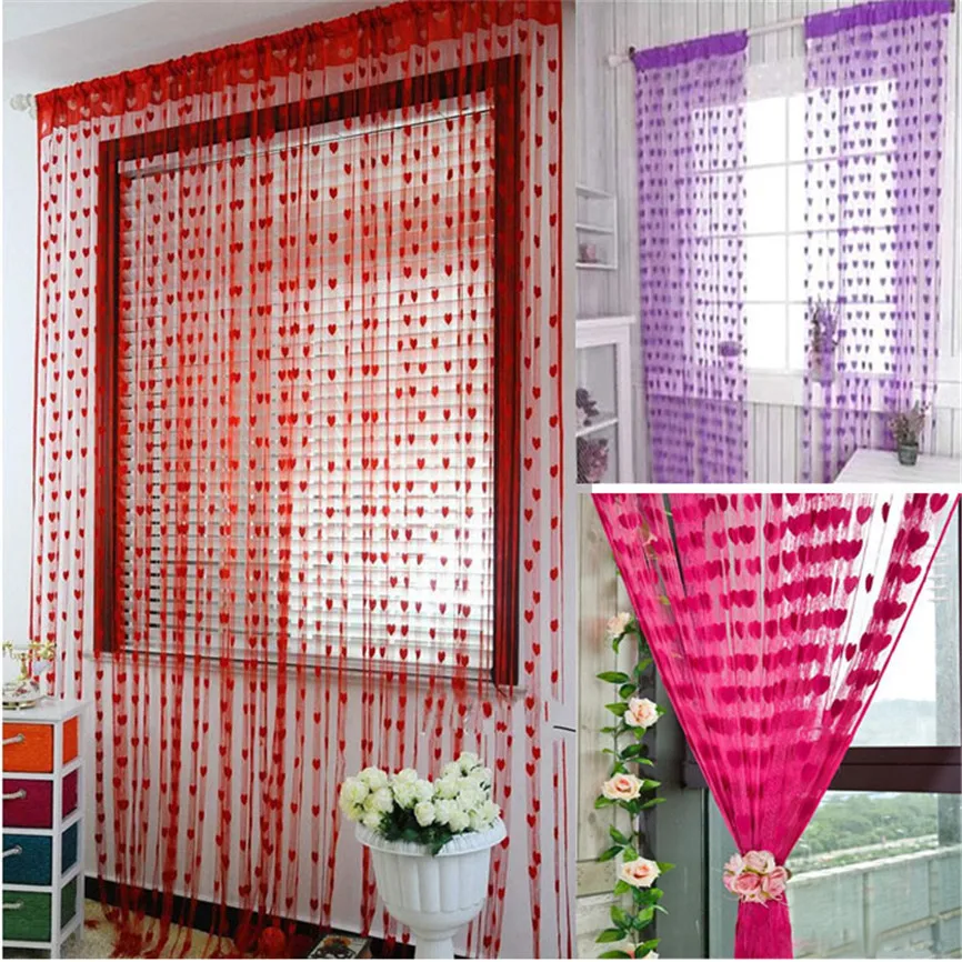 

2018 HOT! High quality Cute Heart Line Tassel String Door Curtain Window Room Curtain Valance For bathroom Dropshipping A35
