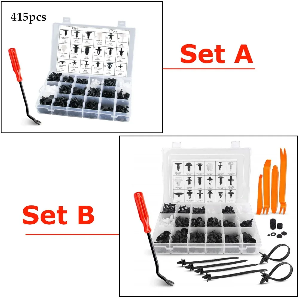 415 шт./компл. Пластик автомобиля тела пуш-ап заклепки отделка крепежных деталей зажимы Инструменты для ремонта автомобилей ассортимент Наборы для авто интерьер для Toyota
