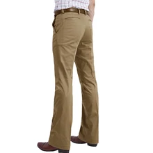 Pantalon évasé pour hommes, nouveau pantalon évasé, décontracté, britannique, loisirs, couleur kahki, pieds, printemps 2019