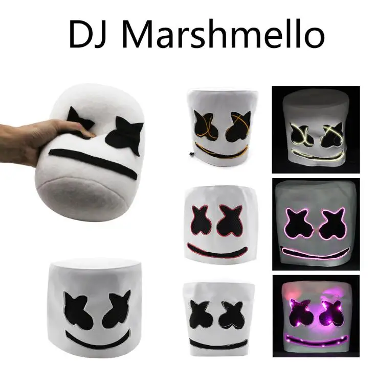 DJ Marshmallow маска диджея syllables marshmello праздничные принадлежности светодиодный люминесцентный хлопок карамельный головной убор маска Вечерние