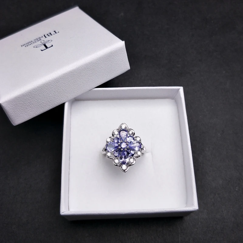 TBJ, танзанитовое кольцо, натуральный драгоценный камень из стерлингового серебра 925 пробы, Роскошные блестящие драгоценные камни, ювелирные изделия для женщин, мама, жена в подарок
