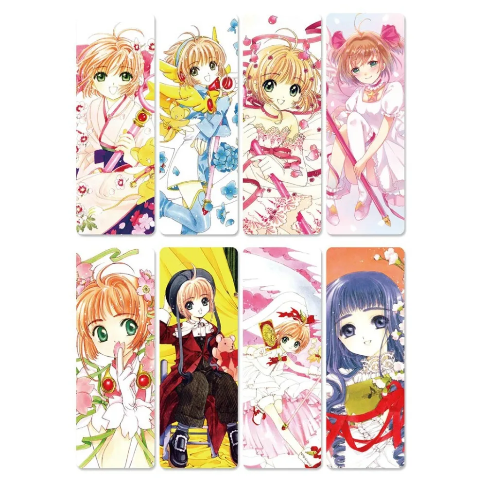 8 шт. Card Captor Sakura аниме книга Знаки Водонепроницаемый прозрачный ПВХ пластиковая Закладка красивая книга Знаки подарок