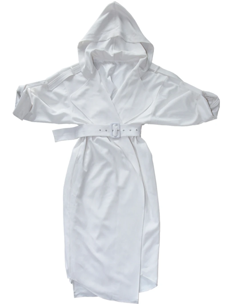 Лидер продаж Хлопок Broadcloth Casaco Feminino Тренч простой с капюшоном ветровка талии тонкий Свободное пальто женский