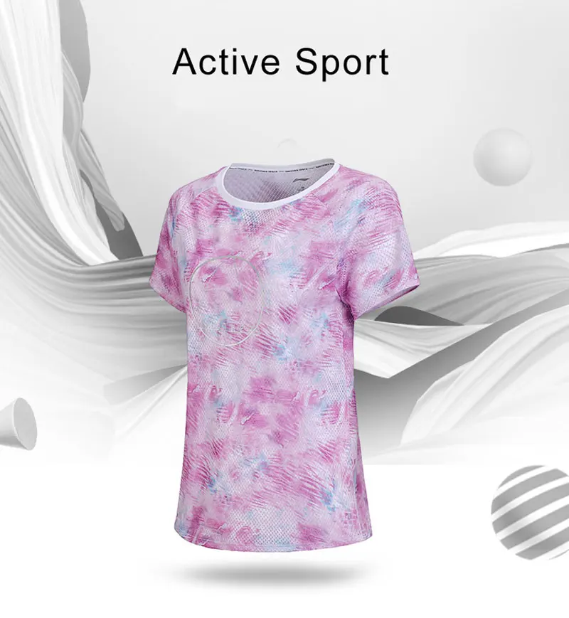 Li-Ning Женская трендовая футболка полиэстер свободный крой дышащий комфорт подкладка Спортивная футболка Топы AHSN072 WTS1372