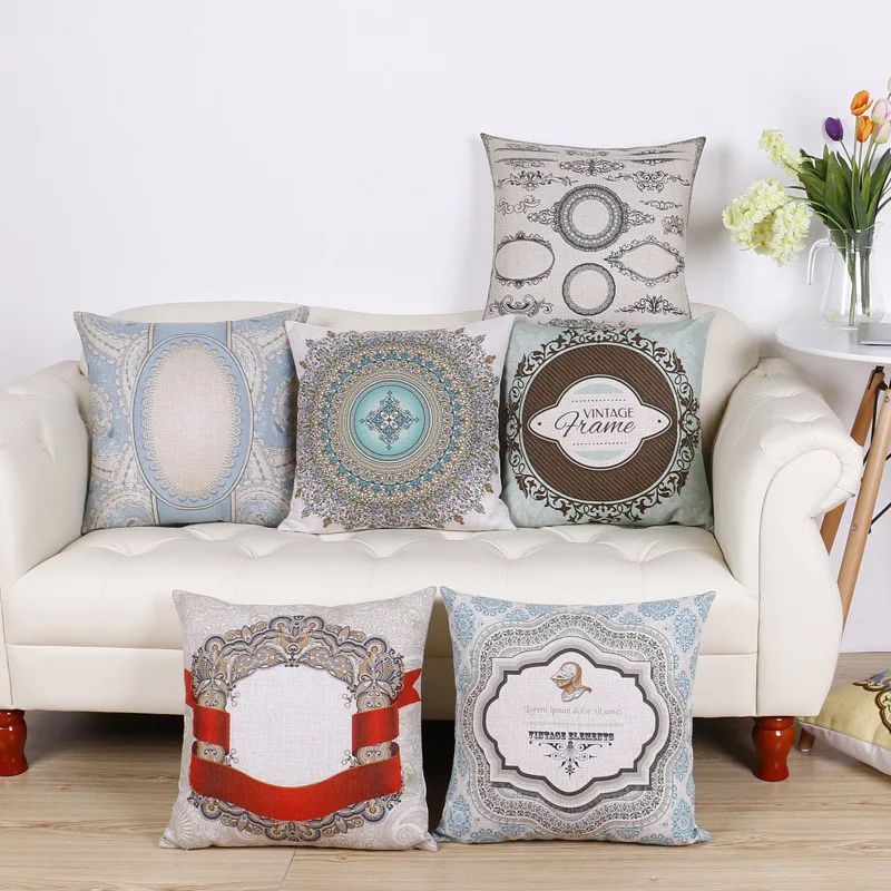 cheap Beautyhouse wholesale wedding gift pillow cover Retro round pattern Vintage decorative cushion cover car home sofa pillow case