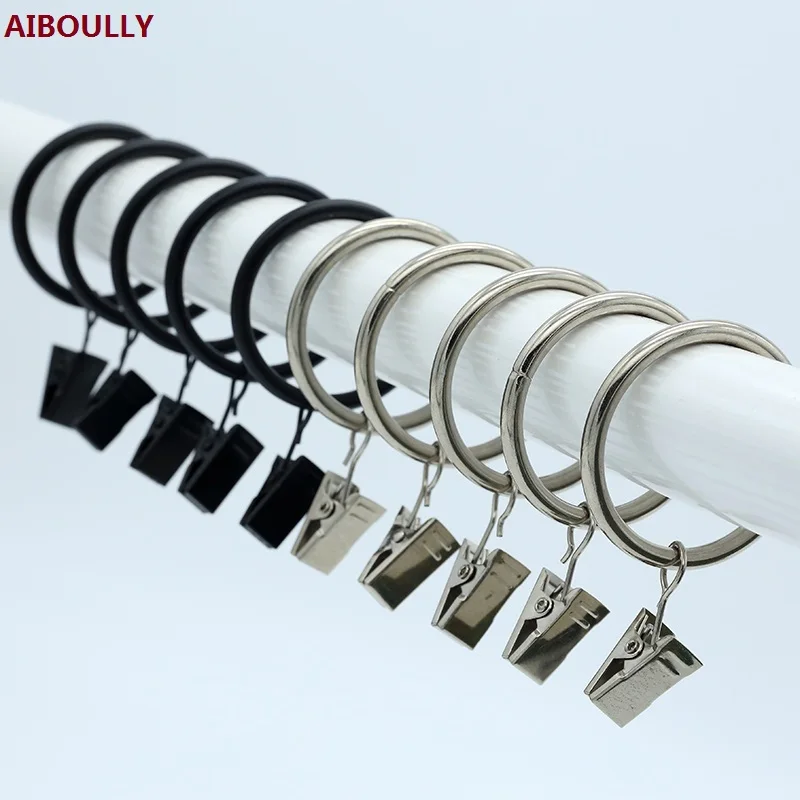 20Pcs/set Mini Stainless Steel Window Curtain Hook Metal Rings Clips