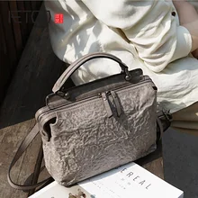 AETOO Leather literature Retro Fold crossbody bag, portable to do old doctor bag, small fresh personality cowhide female bag