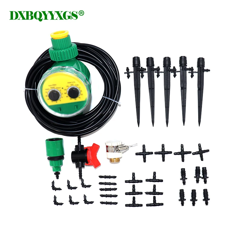 Garden Micro spray drip irrigation series 4/7mm Kit Knob timer