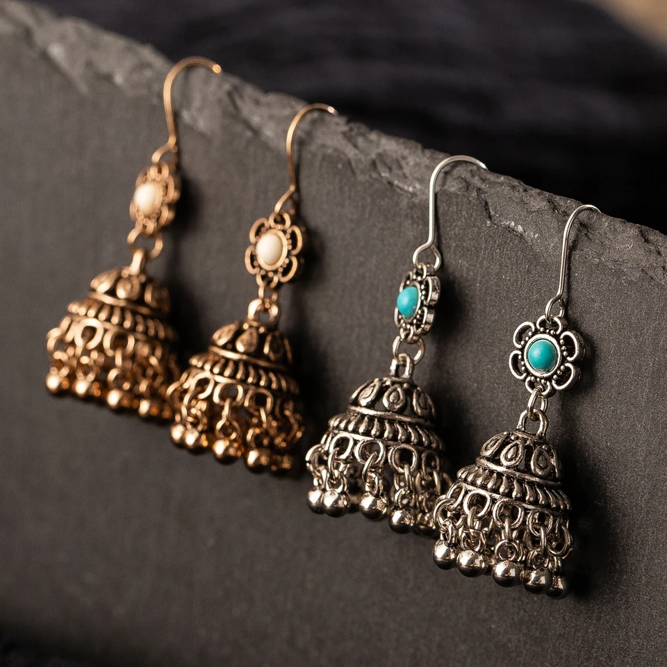 

Vintage Ethnic Silver Golden Dangle Drop Earrings Hanging for Women Female Fashion Anniversary Jewelry Ornaments Accessories