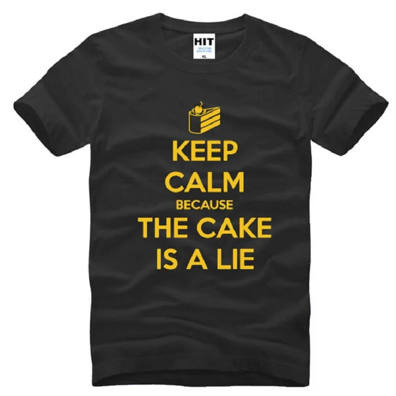 Новые футболки Keep Calm потому что торт это ложь мужские хлопковые с коротким