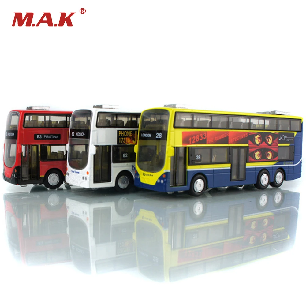 

1/43 London Double Decker Alloy ABS Bus Models Sound Light Pull Back Tourist Bus Red Yellow White Children Gifts Toys Collection