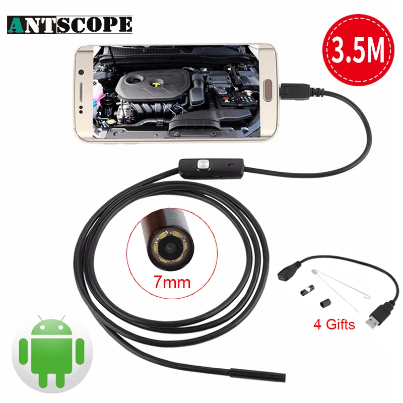 

Endoscope 7mm 3.5M 6LED Android Endoscope Camera Mini USB Endoscopio Android Borescope Endoskop Kamera Tube Snake Camera 35