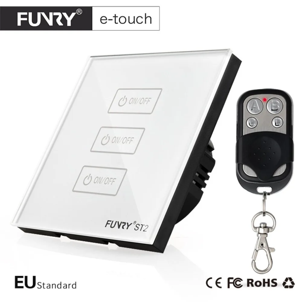 Funry st2-3-r ЕС Plug закаленное Стекло Панель Умные ПДУ Сенсор переключатель Водонепроницаемый блестящие Панель стены сенсорный выключатель со