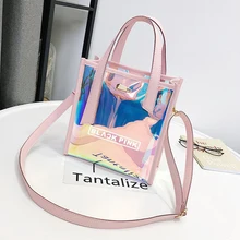 Kpop черные розовые модные сумки лазерные сумки черные розовые прозрачные сумки через плечо Черные розовые подарки для фанатов Прямая