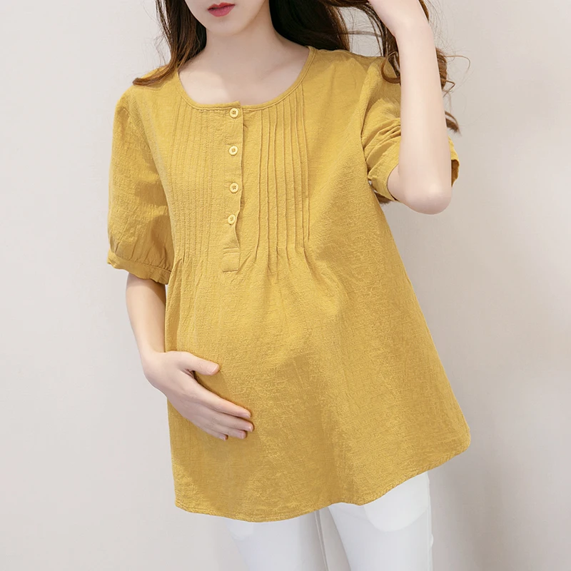 

Afei Tony High Quality Cotton Summer Maternity Women T-shirt Casual Loose Plus Size Round Neck Shirt For Pregnant Women New 2018