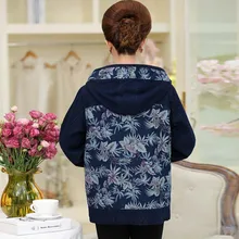 Plus size Winter New arrival The new printed cotton denim jacket in middle-aged women’s clothing hooded casual jackets PBT088W