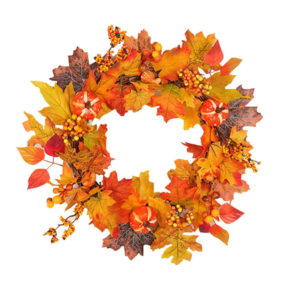 

50CM Autumn Christmas Wreath Home Decoration Hotel Shopping Mall Decoration Pendant Wreath With light