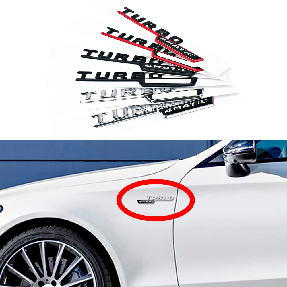 

1-20 Pair For AMG 4MATIC TURBO Logo Emblem Side Fender Sticker For Mercedes Benz C200 CLS CLK C207 W205 C117 C230 C220 C300 C320