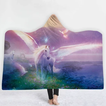 

Purple dream sky Blanket with hat keep Warm soft sofa comfortable Blanket Cartoon unicorns High-quality best selling Blanket