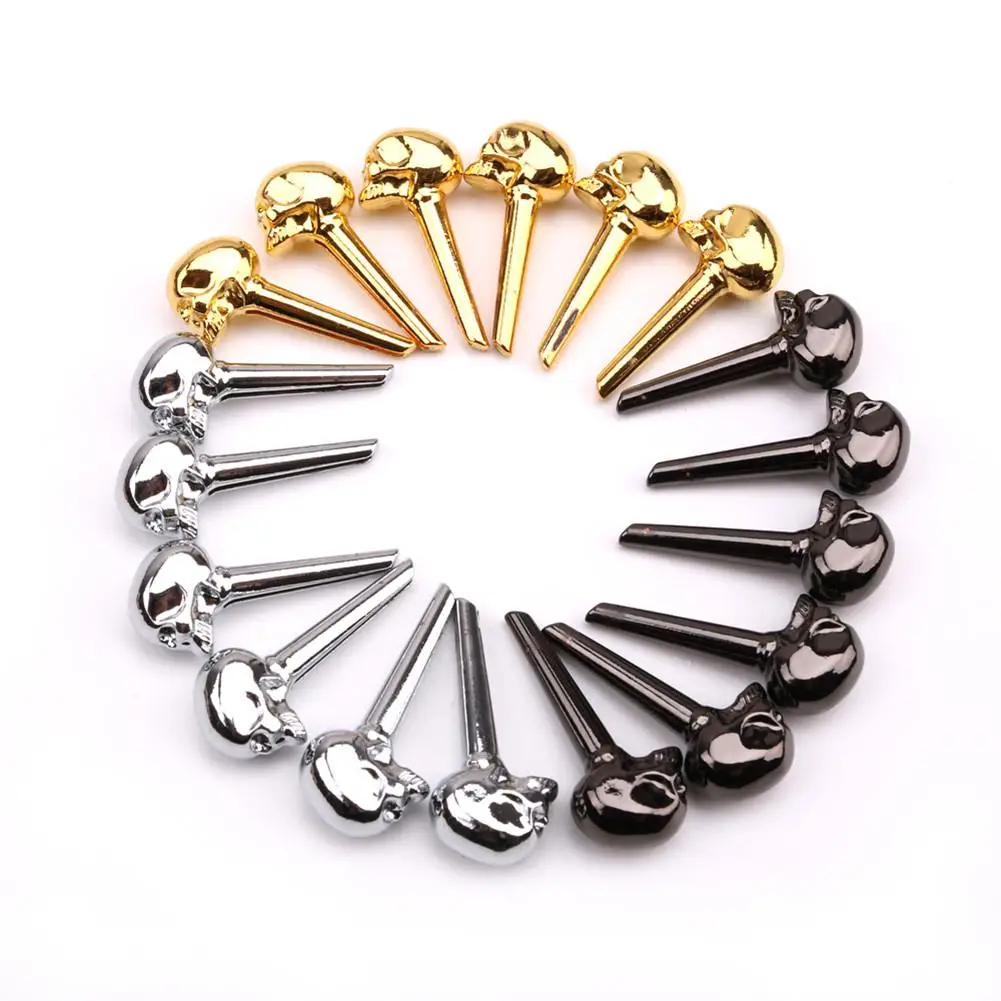 

6pcs/set Unique Guitar Strings End Pin Cool Skull Metal Bridge Pins Guitarra String Nail Pins Guitar Part Accessories