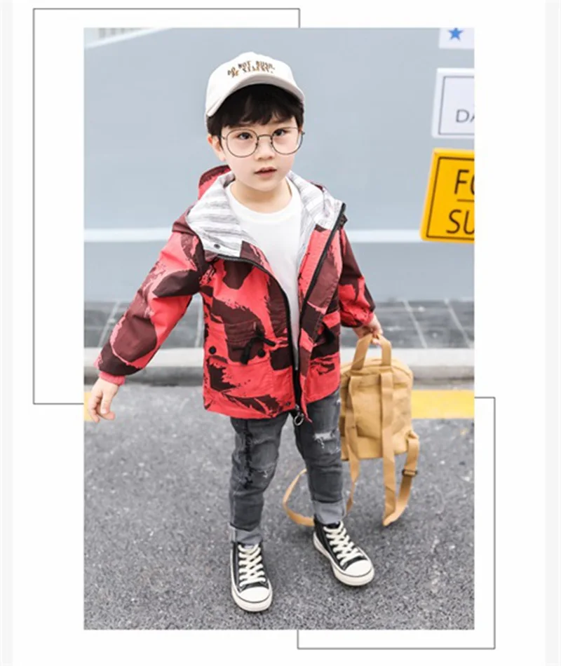 COOTELILI/Детская куртка с капюшоном для мальчиков ветрозащитная верхняя одежда и пальто камуфляжное пальто для маленьких мальчиков Модная весенняя детская одежда