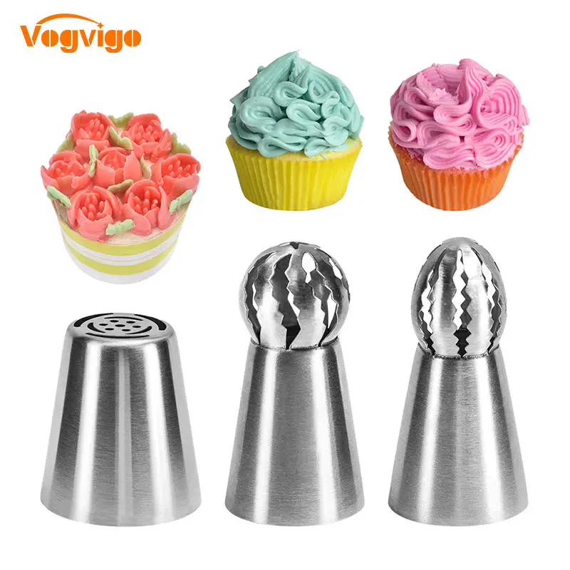 

VOGVIGO 3PCS 304 Stainless Steel Cake Decorating Tools Dessert Cream Nozzles Cake Flower Decorators Confectionery Nozzles