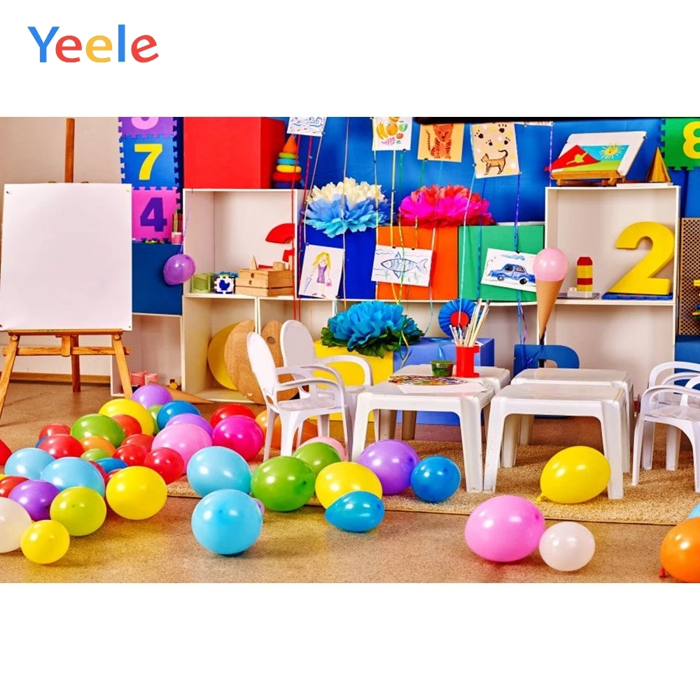 

Yeele Vinyl Balloon Painting Children Birthday Party Photography Background Baby Girl Photographic Backdrop for Photo Studio