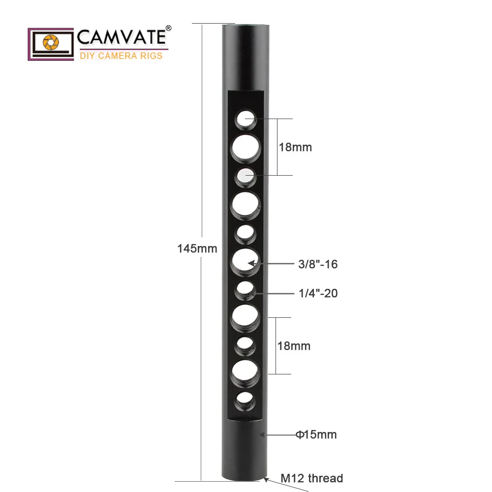Camvate Камера Универсальный 15 мм творог (145 мм) с 1/4 &quot3/8&quot Нитки для DSLR
