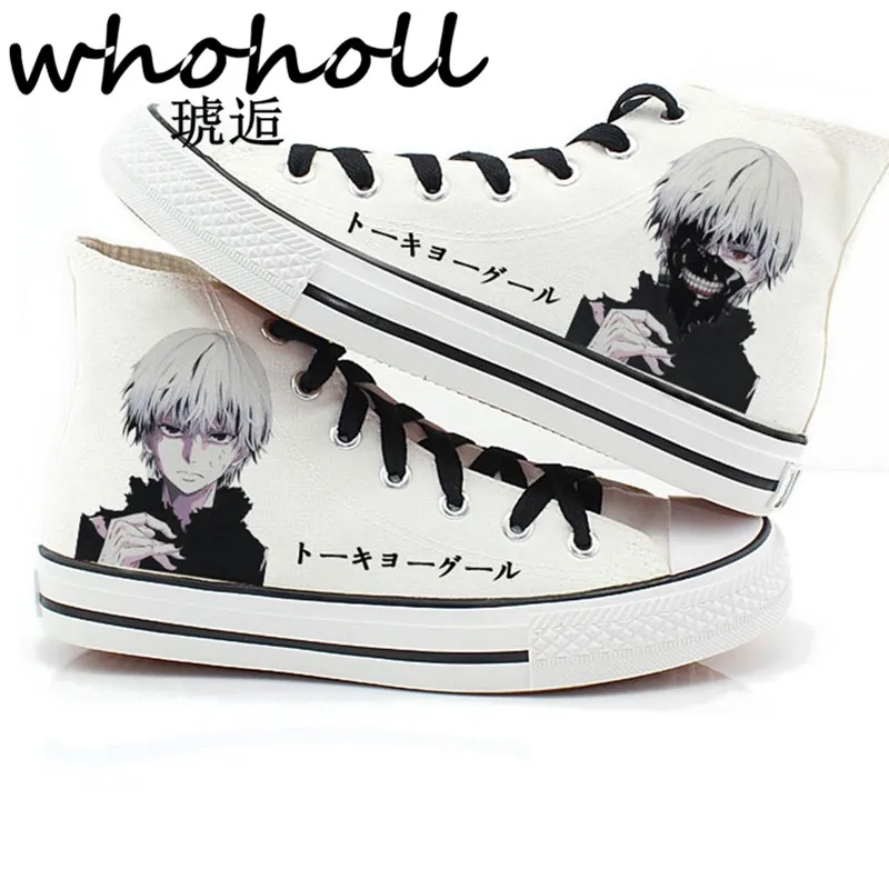 

WHOHOLL Anime Tokyo Ghoul Kaneki Ken Fashion Canvas Shoes Women Casual High-Top Star Flat Shoes Printing Shoes Leisure Shoes