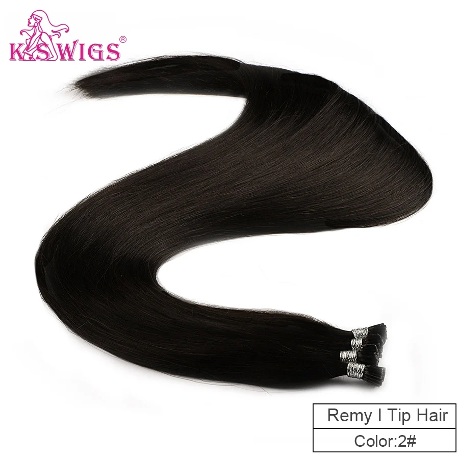 K.S парики 20 ''28'' прямые Remy I Tip человеческие волосы для наращивания с двойной нарисованной палкой fusion hair 200 шт/упаковка - Цвет: #2